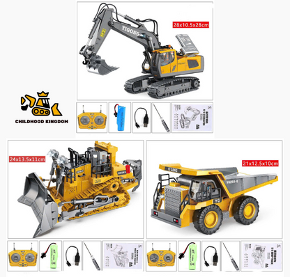3-in-1 RC Construction Vehicles Set – Excavator, Bulldozer & Dump Truck – Heavy Duty Metal Toys