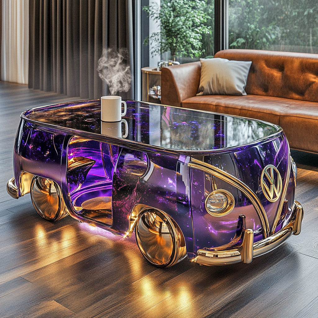 Glass Volkswagen Bus Coffee Tables