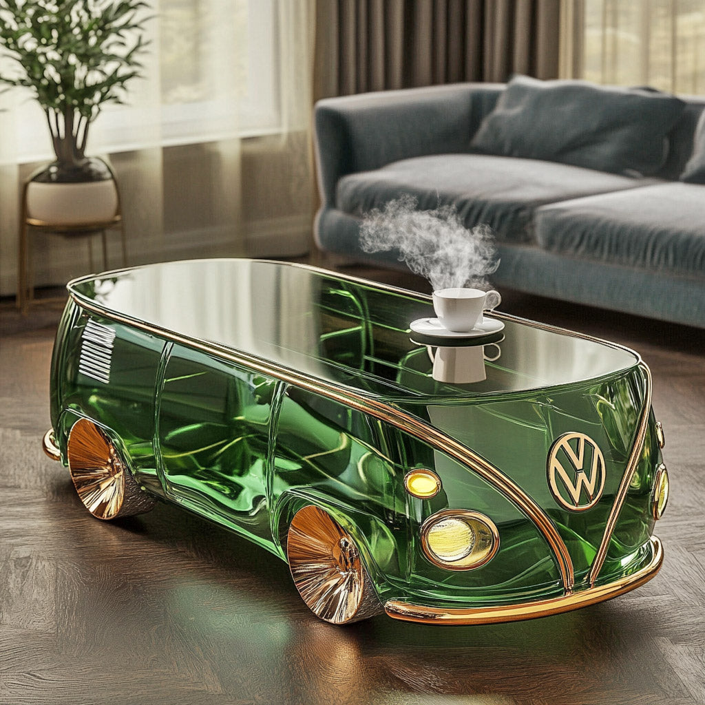 Glass Volkswagen Bus Coffee Tables