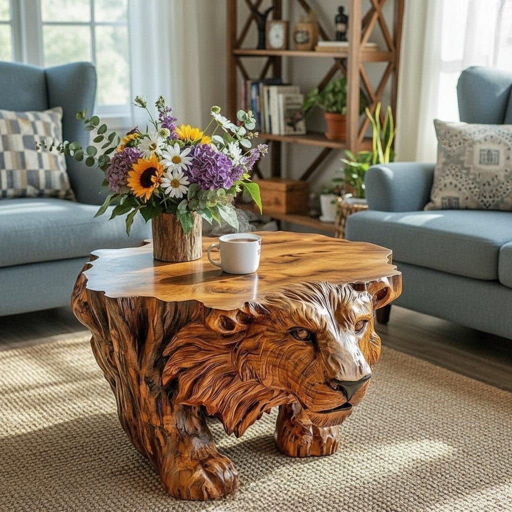 Whimsical Elegance Elevate Your Space with Wooden Animal Coffee Tables