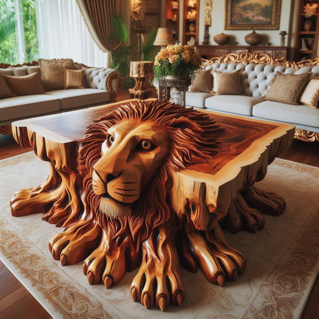Whimsical Elegance Elevate Your Space with Wooden Animal Coffee Tables