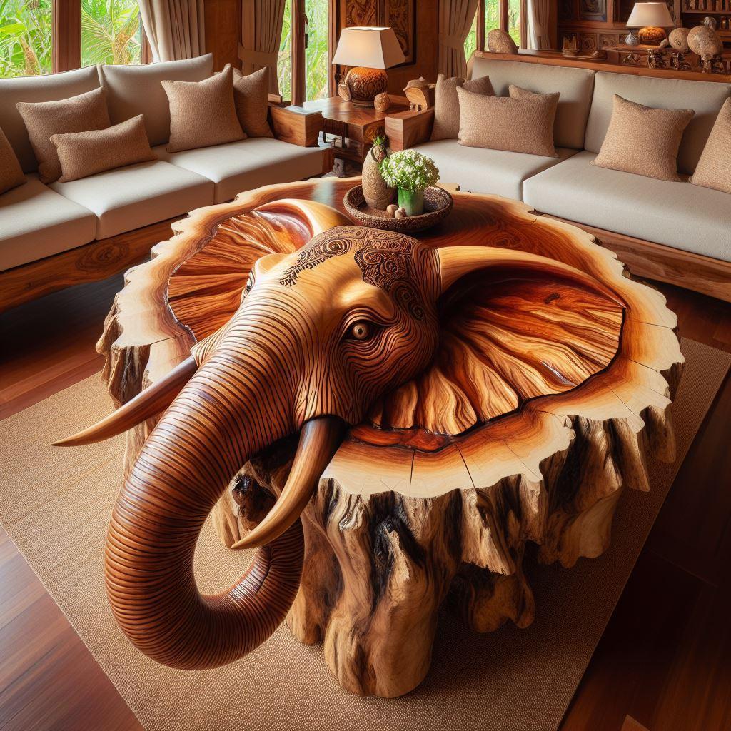 Whimsical Elegance Elevate Your Space with Wooden Animal Coffee Tables