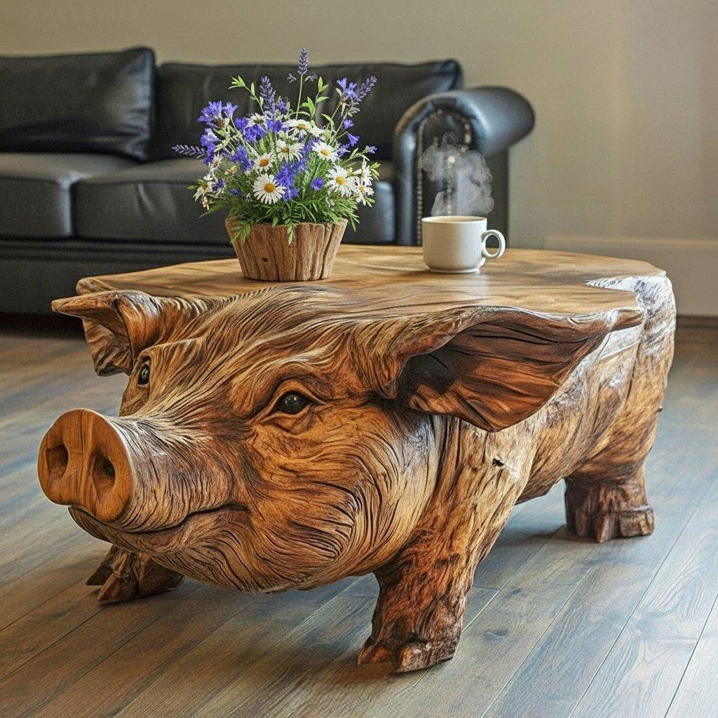Whimsical Elegance Elevate Your Space with Wooden Animal Coffee Tables